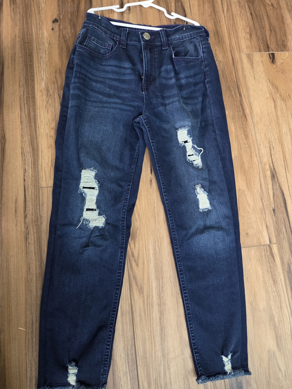 Dark Blue Distressed Women's Jeans